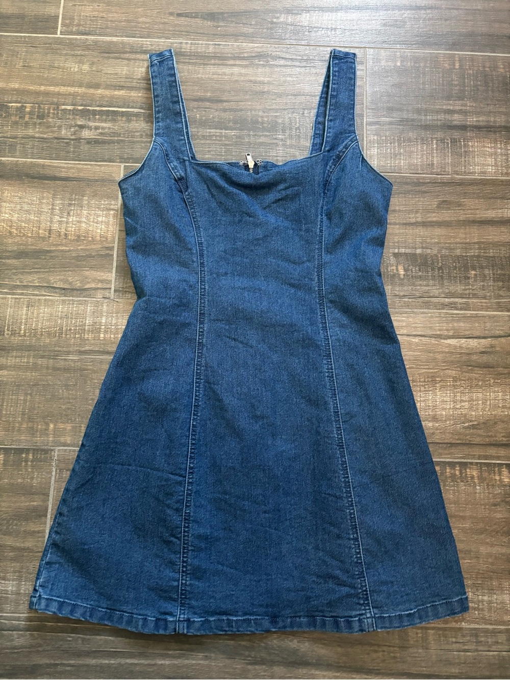 Forever 21 Denim Square Neck Mini Dress